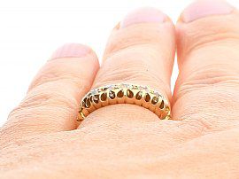 Five Stone Diamond Ring Yellow Gold Wearing Finger