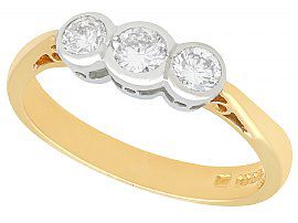 0.47ct Diamond and 18ct Yellow Gold Trilogy Ring - Contemporary 1999
