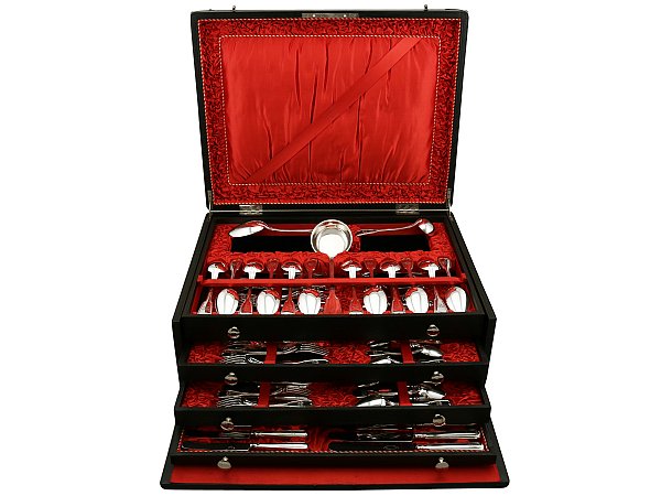 German Silver Canteen of Cutlery for Twelve Persons - Antique Circa 1850