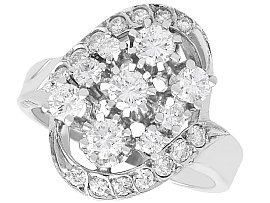 1.76ct Diamond and 14ct White Gold Dress Ring - Vintage Circa 1950
