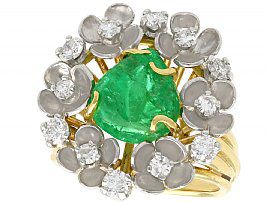 2.42 ct Emerald and 0.95 ct Diamond, 18 ct Yellow Gold Dress Ring - Antique Circa 1920