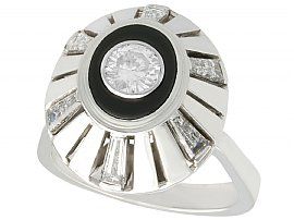 White Gold Black Onyx & Diamond Ring
