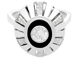White Gold Black Onyx & Diamond Ring 3/4 close up