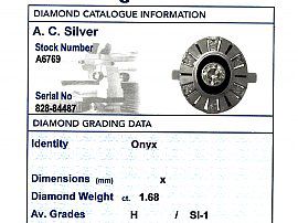 White Gold Black Onyx & Diamond Ring independent grading card