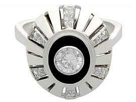 White Gold Black Onyx & Diamond Ring 3/4 full view