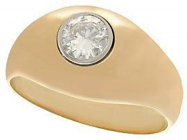0.91 ct Diamond and 18 ct Yellow Gold Dress Ring - Vintage Circa 1940