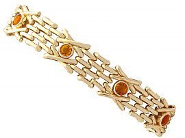 3.15ct Citrine and 9ct Yellow Gold Gate Bracelet - Antique and Vintage