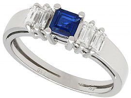 0.51 ct Sapphire and 0.36 ct Diamond, 18 ct White Gold Dress Ring - Vintage Circa 1990