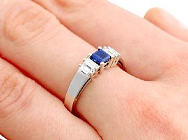 Vintage Diamond and Sapphire Ring Wearing