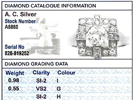 Art Deco Platinum and Diamond Ring Grading Card