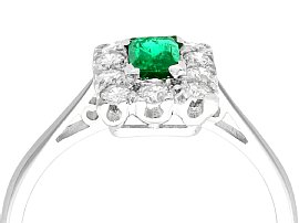 vintage emerald and diamond cocktail ring in white gold