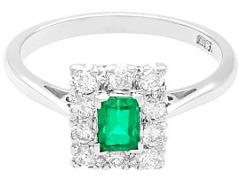emerald and diamond cocktail ring in white gold