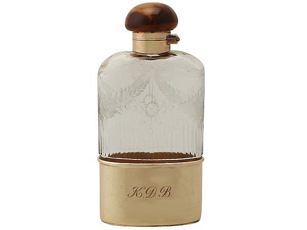 Antique Glass and Silver Hip Flask