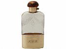 Acid Etched, Cut Glass and 9ct Yellow Gold Hip Flask - Antique George V