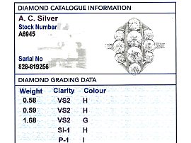 Vintage White Gold Diamond Cocktail Ring Grading Card
