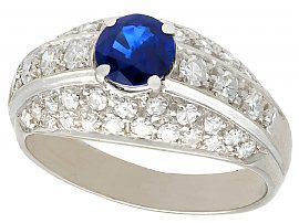 0.70 ct Sapphire and 0.78 ct Diamond, 18 ct White Gold Dress Ring - Vintage Circa 1960