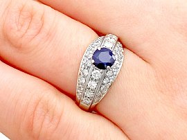 Wearing  Sapphire and Diamond Dress Ring for Sale