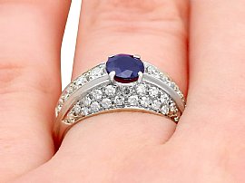  Sapphire and Diamond Dress Ring for Sale Wearing