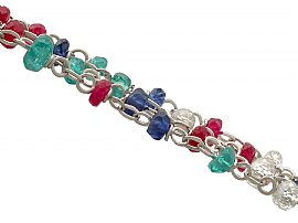 Diamond, Sapphire, Ruby, Emerald and 18 ct White Gold Necklace - Contemporary 2009