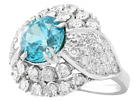 Blue Zircon Ring with Diamonds 