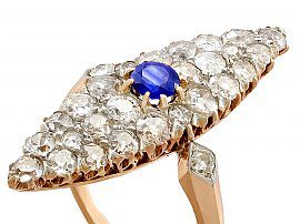 Antique Sapphire and Diamond Marquise Ring
