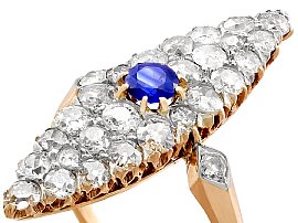 Antique Sapphire and Diamond Marquise Ring