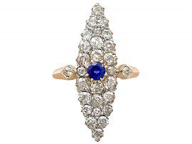 1900s Sapphire and Diamond Marquise Ring