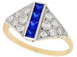 0.28 ct Sapphire and 0.48 ct Diamond, 18 ct Yellow Gold Dress Ring - Vintage Circa 1970