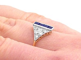 Sapphire and Diamond Dress Ring wearing image 3/4 view