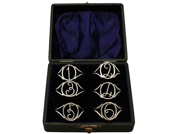 Sterling Silver Napkin Rings Set of Six - Antique Edwardian
