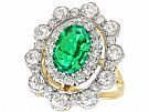 3.12 ct Colombian Emerald and 3.15 ct Diamond, 18 ct Yellow Gold Dress Ring - Antique Circa 1930