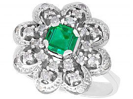 0.73 ct Emerald and 0.70 ct Diamond, 10 ct White Gold Dress Ring - Vintage Circa 1970