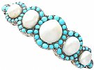 Natural Pearl and Turquoise, 14 ct Yellow Gold Bangle - Antique Victorian
