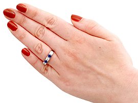 Five Stone Sapphire & Diamond Ring Wearing
