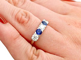 Five Stone Sapphire & Diamond Ring Wearing