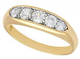 0.80 ct Diamond and 18 ct Yellow Gold Dress Ring - Vintage Circa 1940