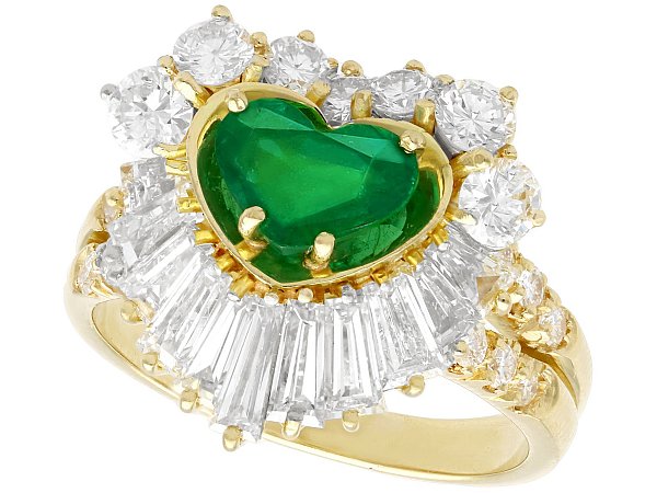 Emerald Heart Ring with Diamonds