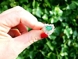 Emerald Heart Ring with Diamonds Outside 