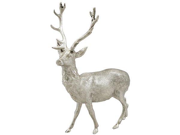 Antique Silver Large Stag Ornament 