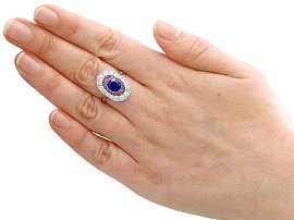 Sapphire Dress Ring in Platinum on hand