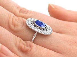 wearing Sapphire Dress Ring in Platinum