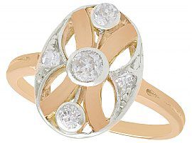 0.29ct Diamond and 14ct Rose Gold Dress Ring - Antique Circa 1930