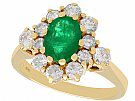 1.30 ct Emerald and 0.65 ct Diamond, 18 ct Yellow Gold Dress Ring - Vintage Circa 1970