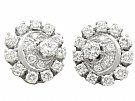 3.05 ct Diamond and 18 ct White Gold, Platinum Set Cluster Earrings - Vintage Circa 1980