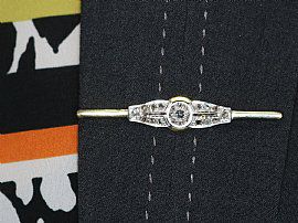 1930s Yellow Gold and Diamond Brooch wearing image