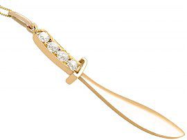 Gold Sword Pendant with Diamonds