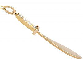 Gold Sword Pendant with Diamonds