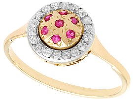 0.15ct Ruby and 0.30ct Diamond, 18ct Yellow Gold Dress Ring - Vintage Circa 1940