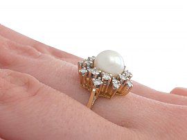 1970s pearl and diamond ring