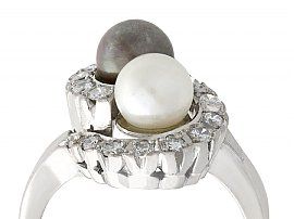 white black white pearl ring